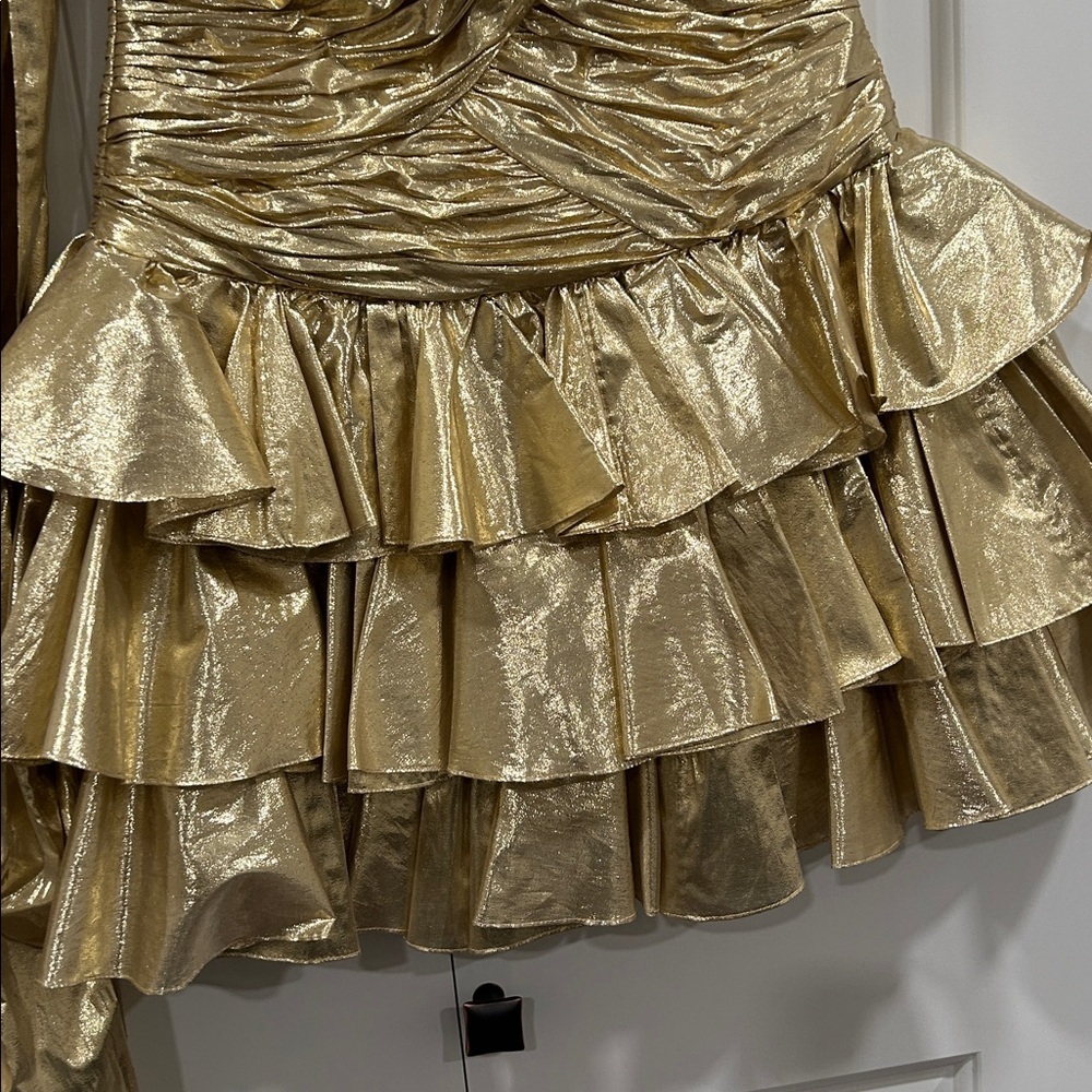 Cache Metallic Gold Evening Dress - Picture 4 of 10